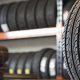 A Close-Up View Of Car Tyre In The Background Of Car Tyres In The Shop.