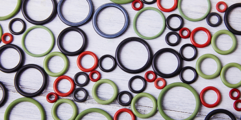 Number Of O-Rings With Different Colors Isolated On A White Background.