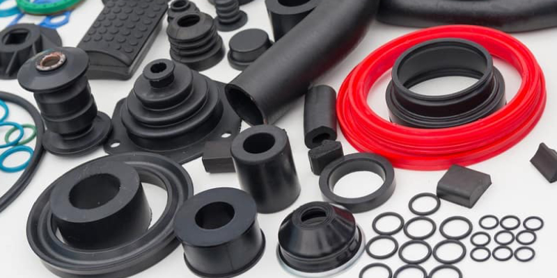 An Image of Industrial Rubber Products Arranged In Table.