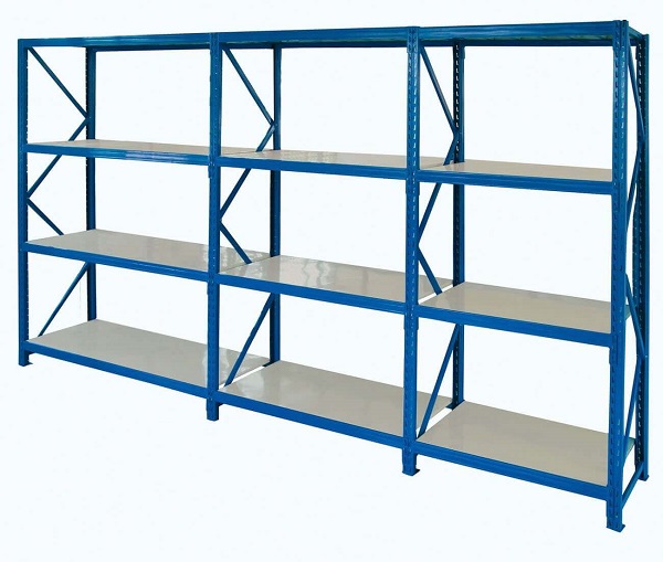 A blue industrial rack